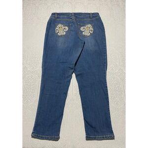 Lane‎ Bryant Denim Jeans Women's Size 16 Blue Embellished Pockets Skinny